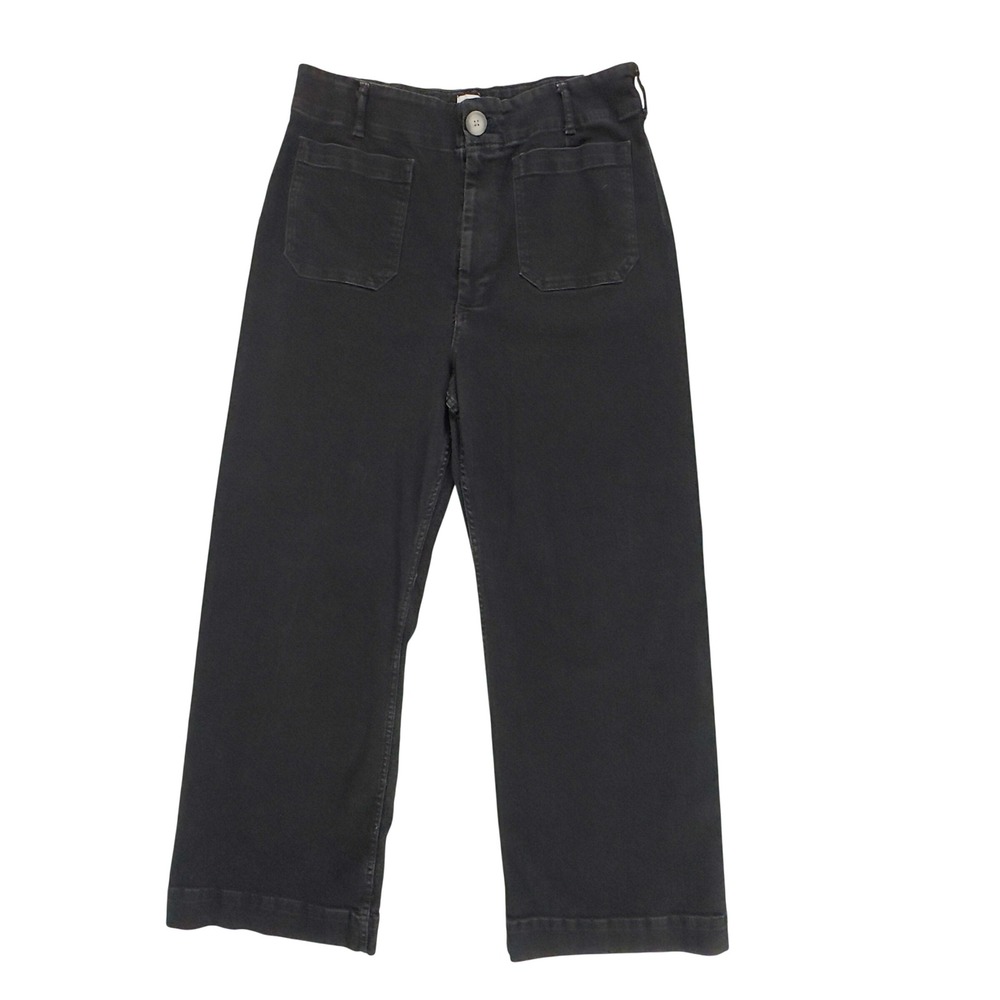 Maeve The Colette Wide Leg Pants Black Cotton Blend Denim - 34